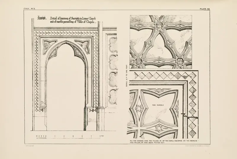 Assisi. Doorway of Sacristy and Wall Decoration in Lower Church av Richard Norman Shaw