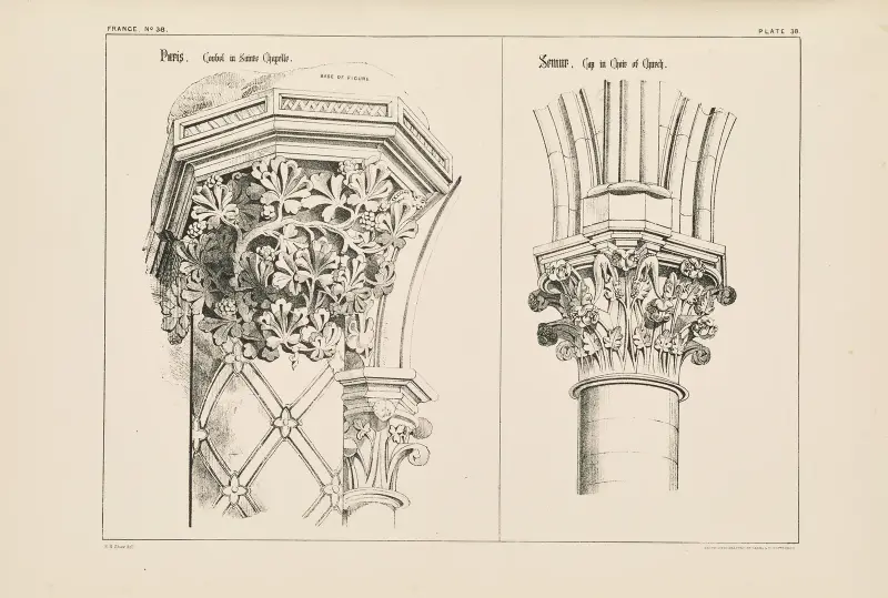 Paris. Corbel in Sainte Chapelle, Semur. Cap in Choir of Church av Richard Norman Shaw