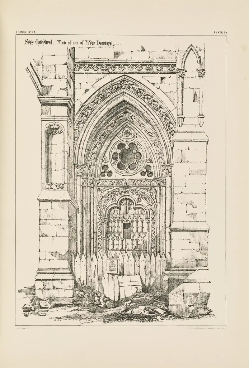 Seez. Cathedral. View of one of the West Doorways av Richard Norman Shaw
