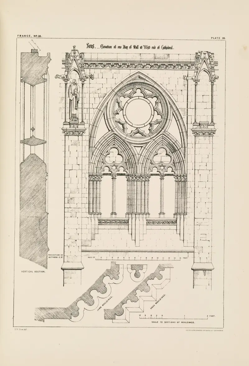 Sens. Cathedral. Detail of part of Hall at West End av Richard Norman Shaw