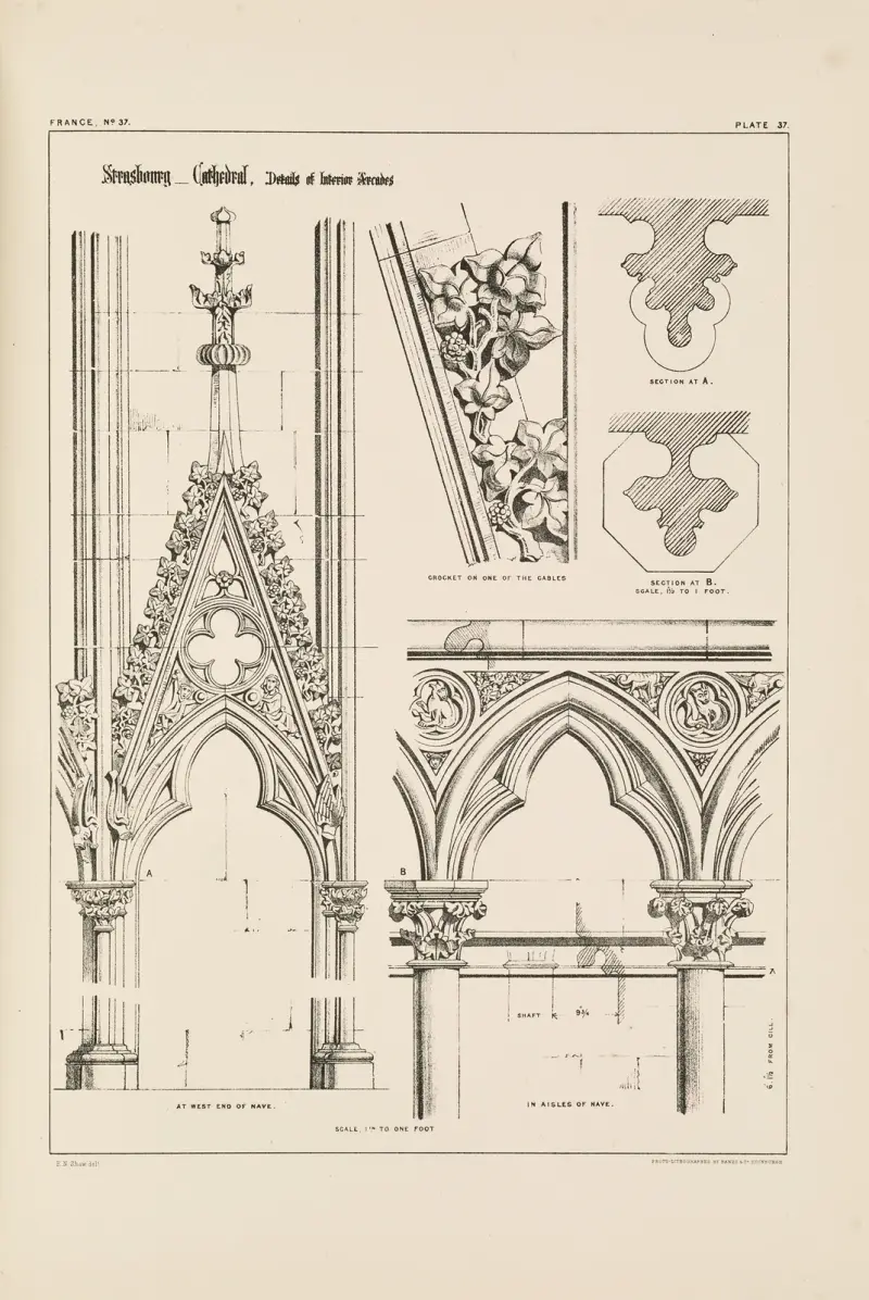 Strasbourg. Cathedral. Details of Interior Arcades av Richard Norman Shaw