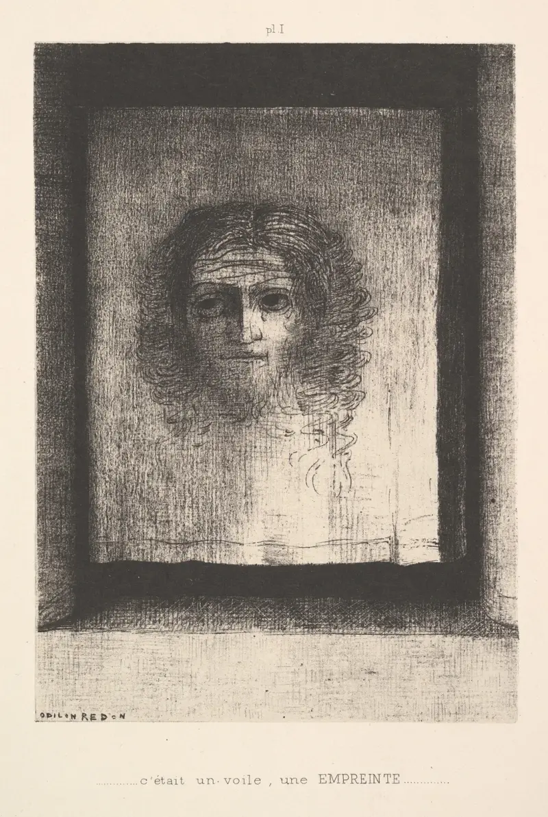 Ein Schleier, ein gedrucktes Bild von Odilon Redon