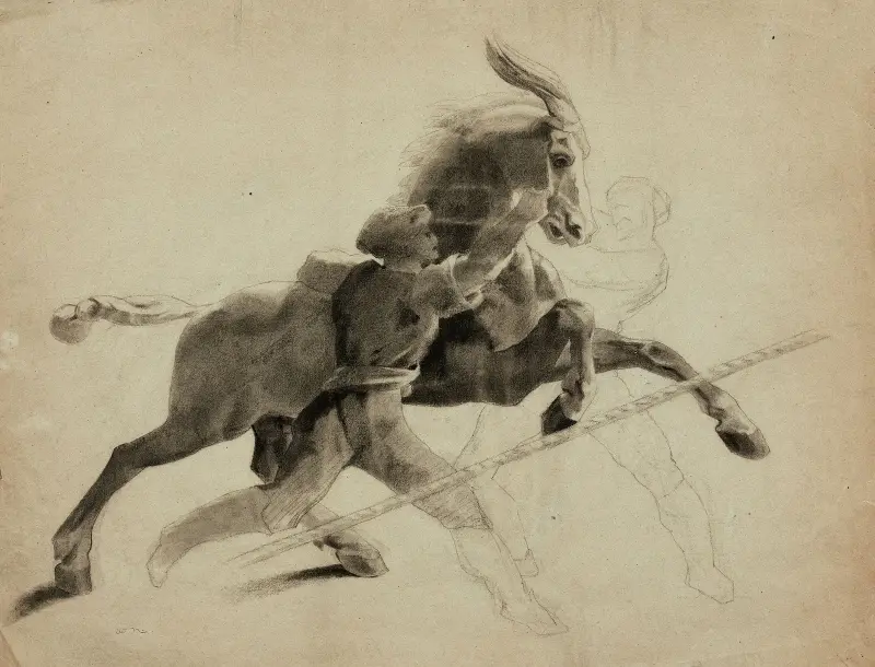 Scheuendes Pferd nach Géricault von Odilon Redon