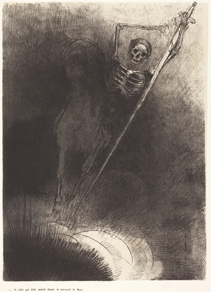 Et celui qui était monté dessus se nommait la Mort av Odilon Redon