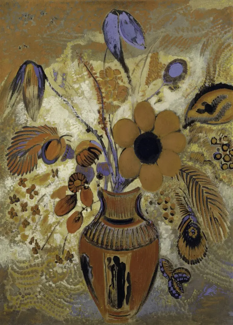 Etruskische Vase mit Blumen von Odilon Redon