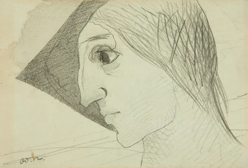 Profil symboliste ou la Folie av Odilon Redon