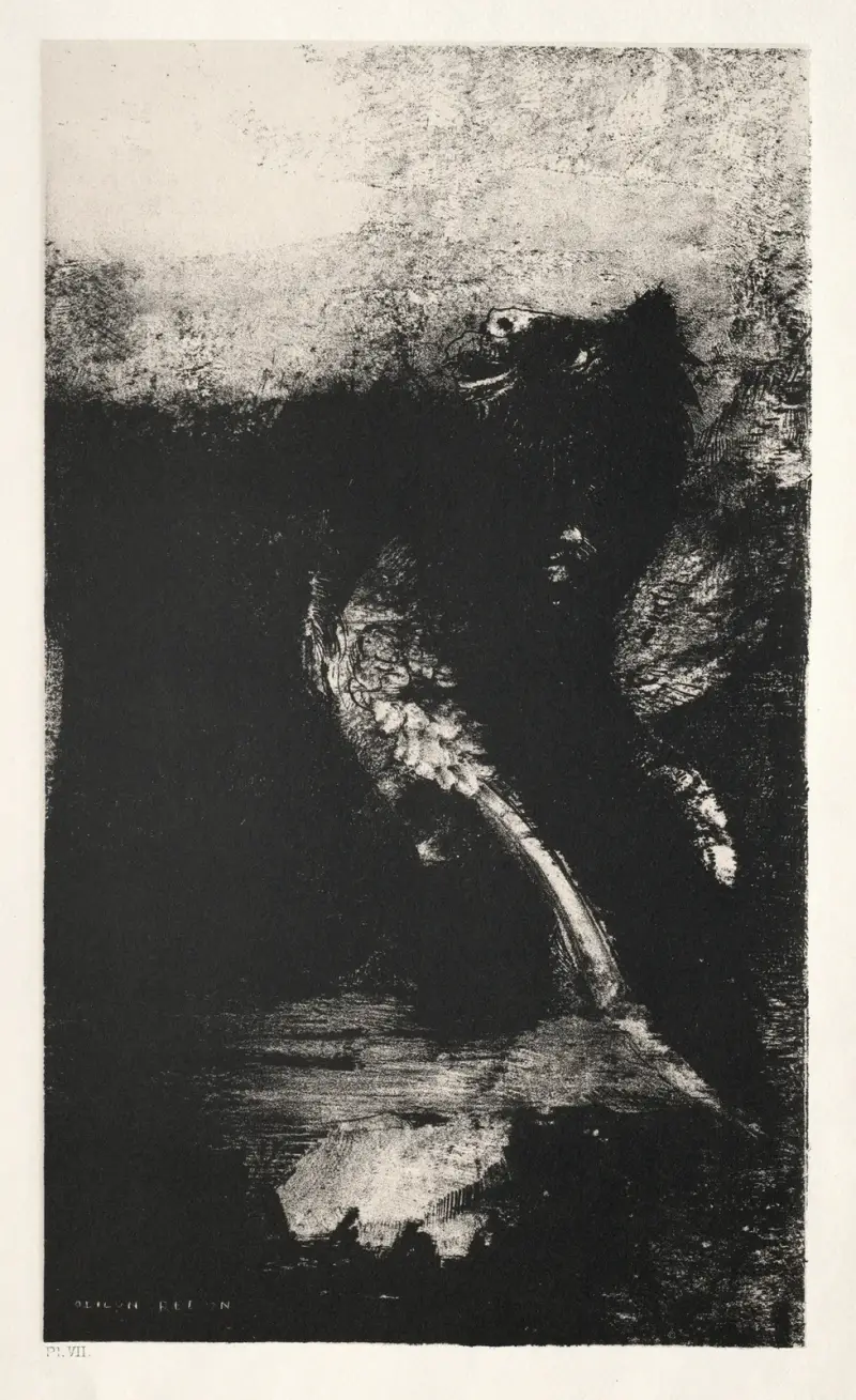 The Chimera with Green Eyes Turns, Bays av Odilon Redon
