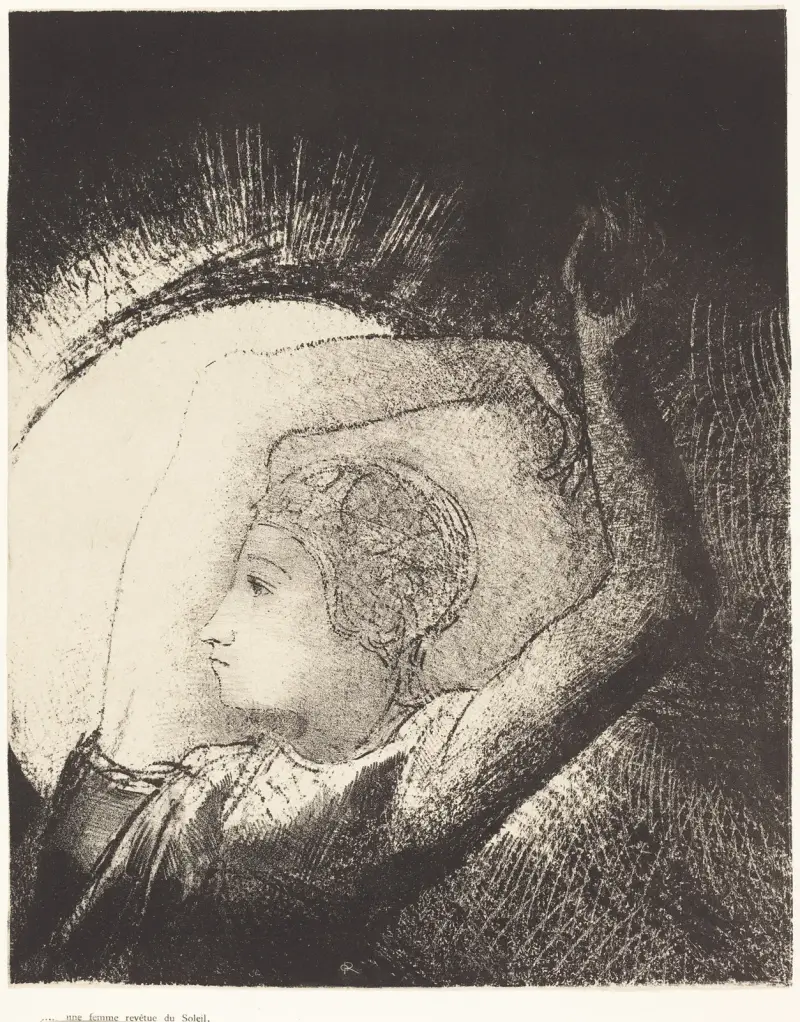 En kvinna klädd i solen av Odilon Redon