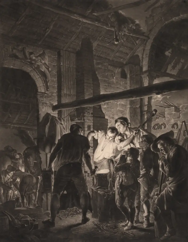 En smeds verkstad av Joseph Wright of Derby