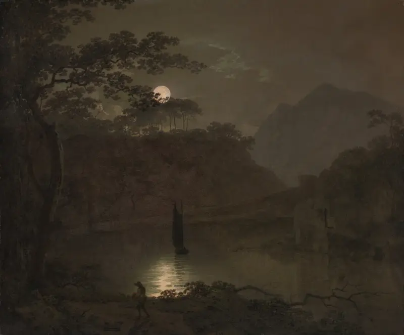 A Lake by Moonlight av Joseph Wright of Derby