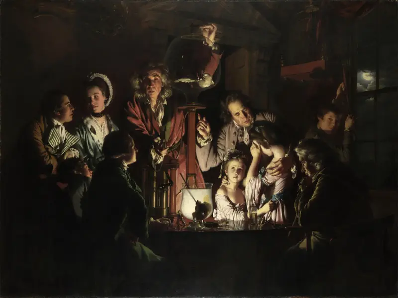 Ein Experiment mit einem Vogel in der Luftpumpe von Joseph Wright of Derby