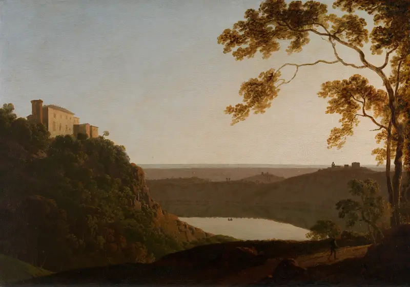 Lake Nemi, sunset av Joseph Wright of Derby