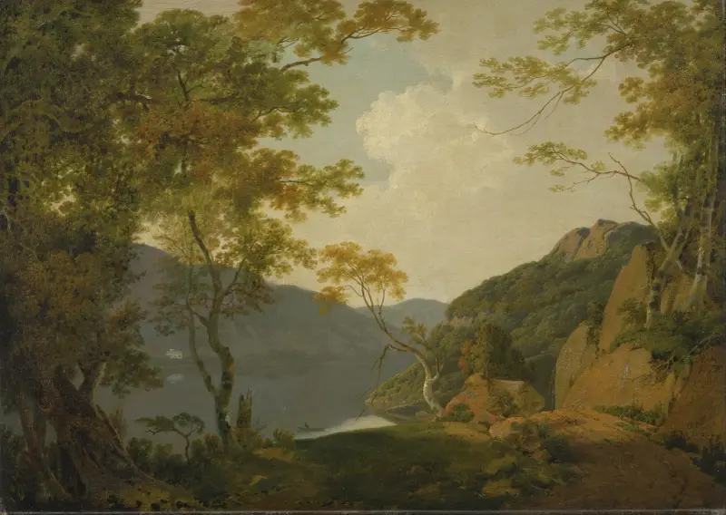 Sjölandskap av Joseph Wright of Derby