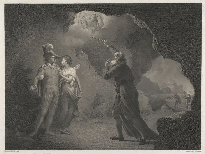 Shakespeares Stormen akt IV scen I. Prosperos cell. av Joseph Wright of Derby