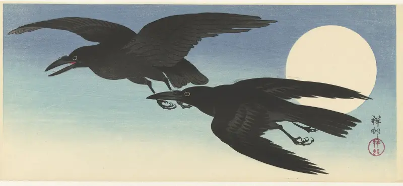 Vrány při úplňku, Ohara Koson