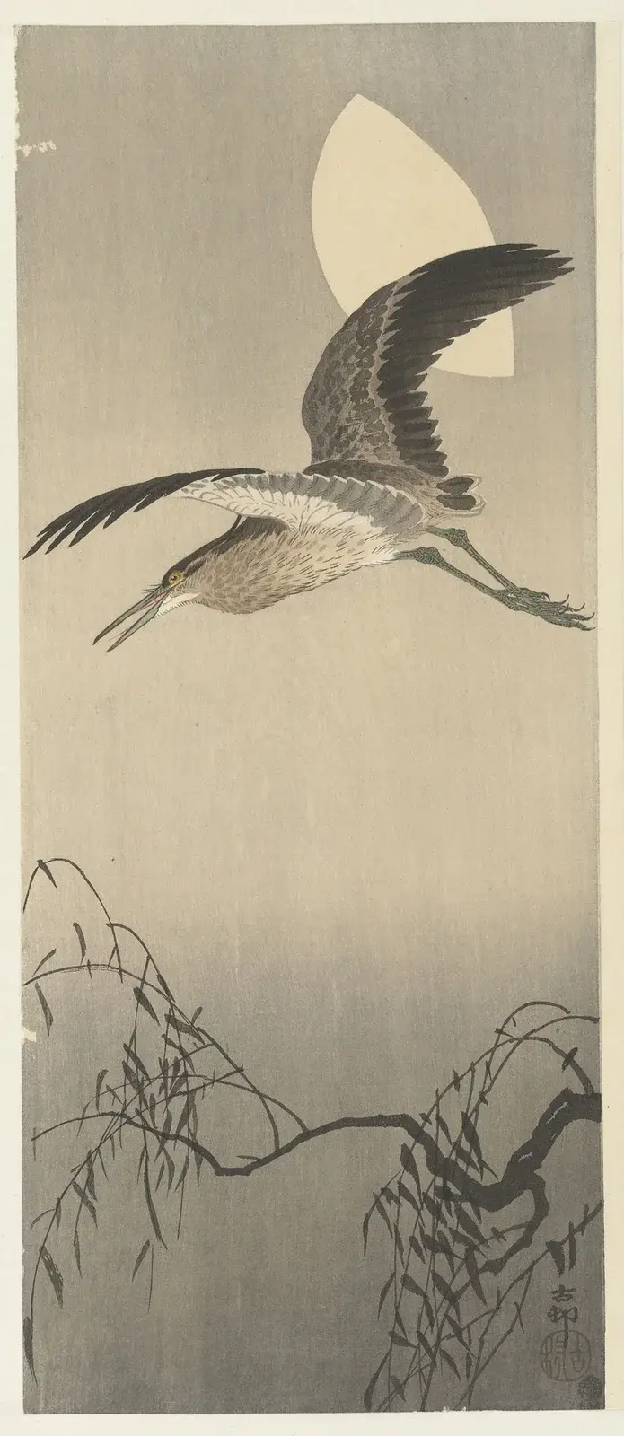 Volavka a měsíc, Ohara Koson