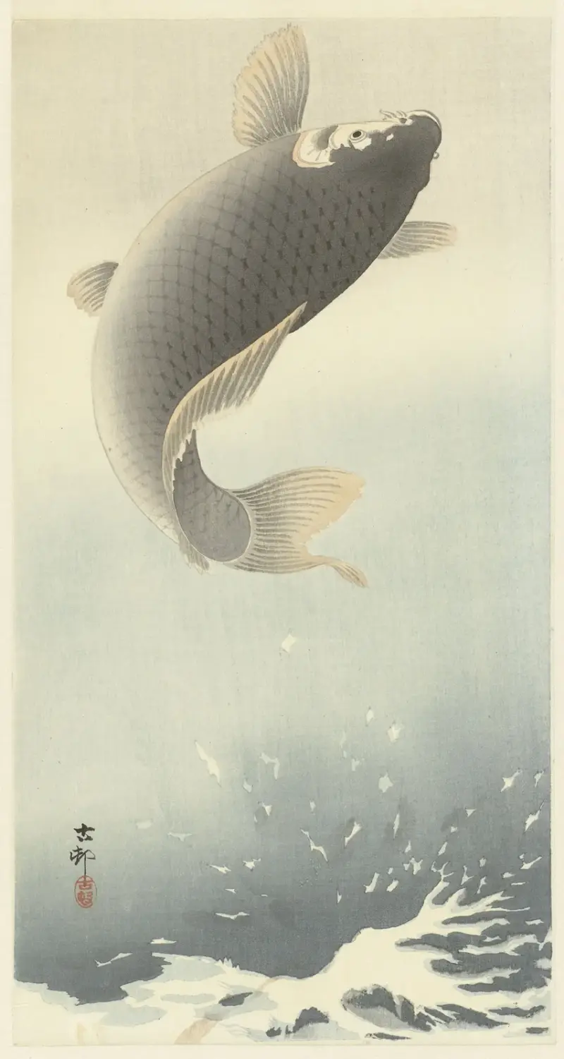 Springender Karpfen von Ohara Koson