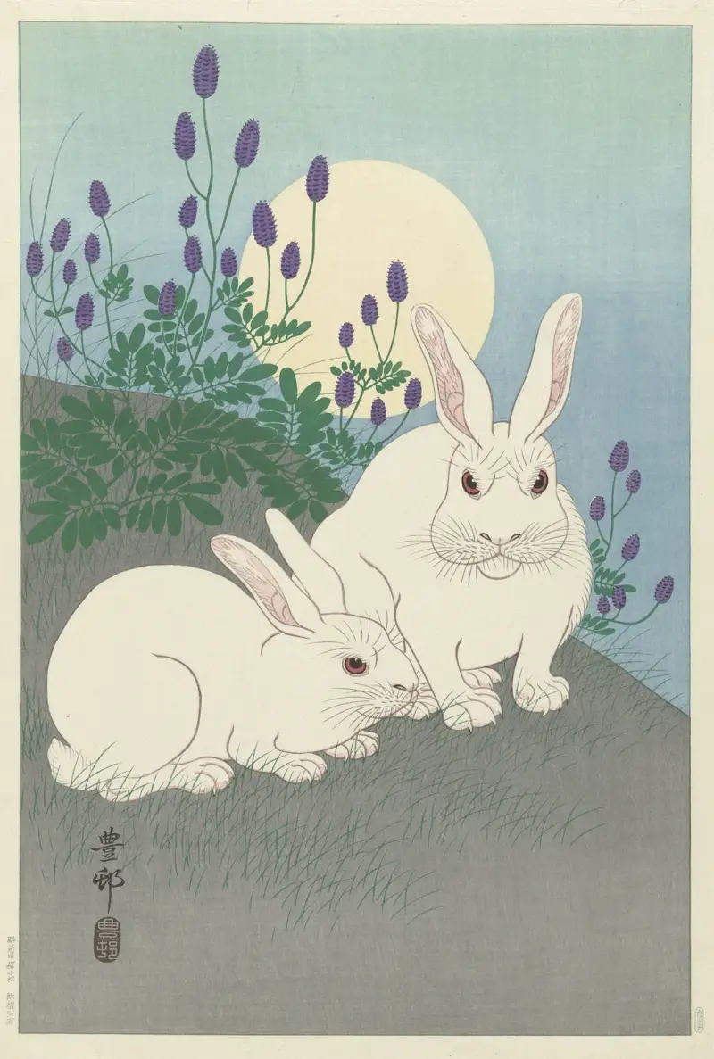 Králíci v plné velikosti, Ohara Koson