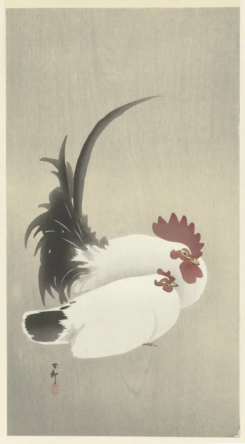 Kohout a slepice, 1900 – č. 2, Ohara Koson