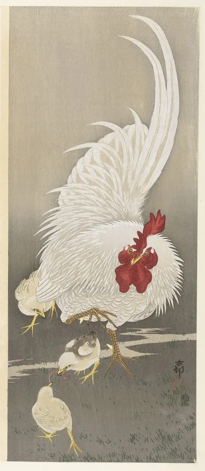 Kohout a tři kuřata, Ohara Koson