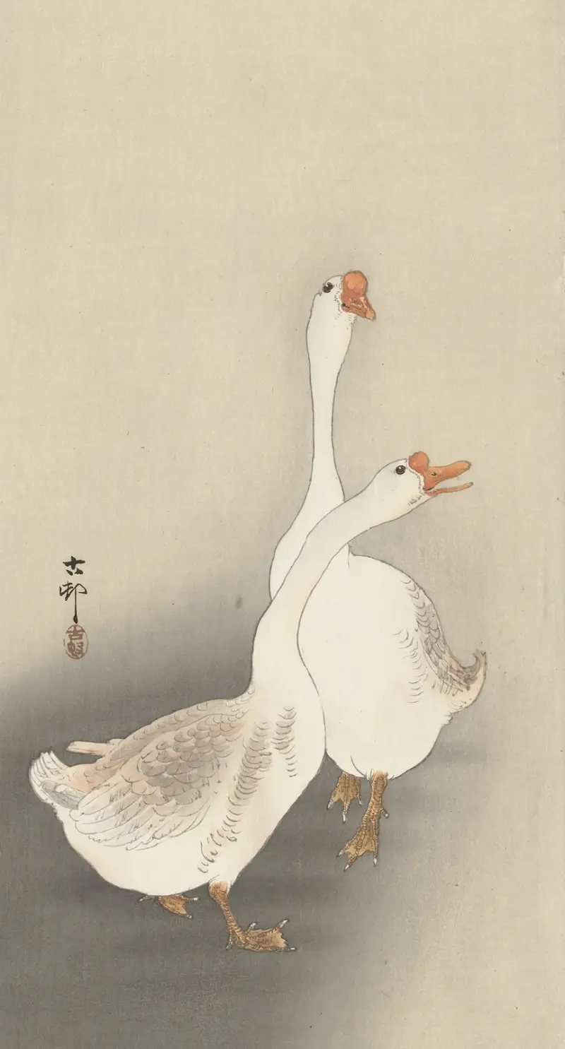 Dvě husy, 1900 – č. 1, Ohara Koson