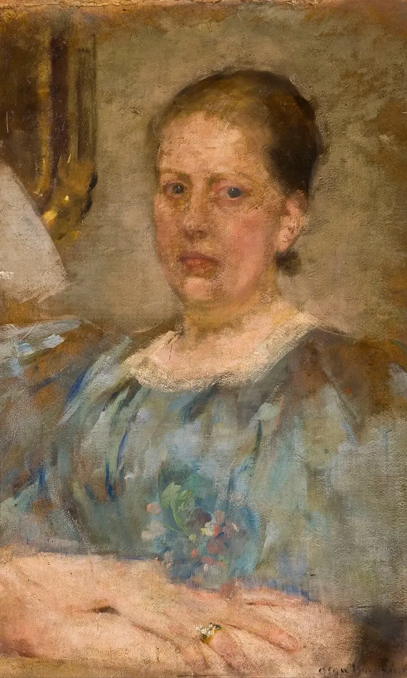 Portret kobiety w niebieskiej bluzce, 1899, Olga Boznanska