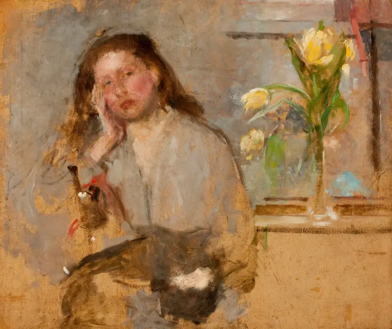 Portrait Sketch of a Young Girl av Olga Boznanska