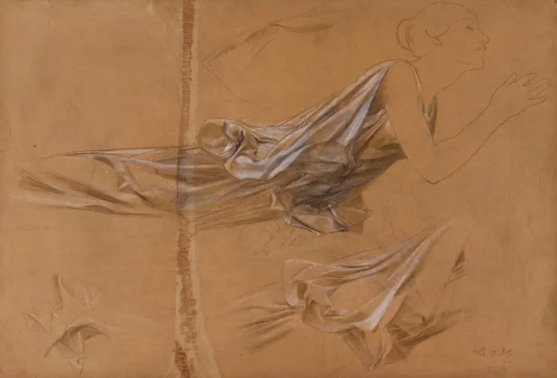 Studie einer drapierten Frau und Draperiestudie von Luc-Olivier Merson