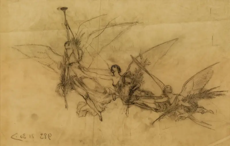 Studie av flygande figurer av Luc-Olivier Merson
