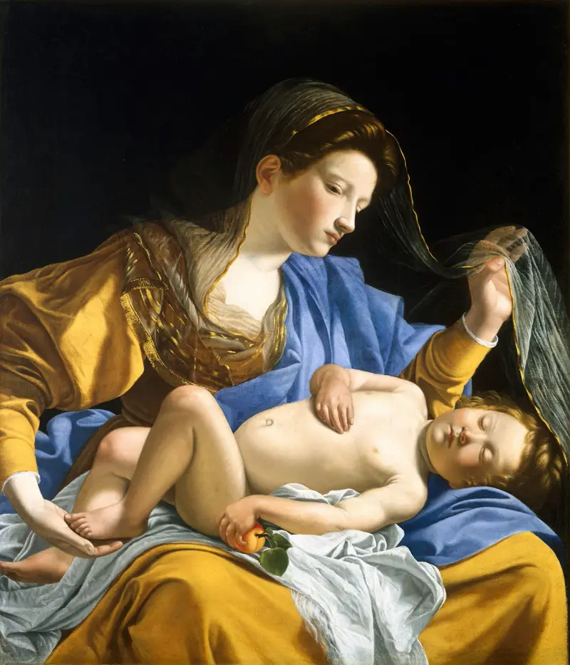 Jungfrun med det sovande Kristusbarnet av Orazio Gentileschi