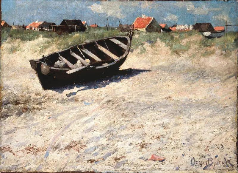 Båt vid Skagens södra strand av Oscar Björck
