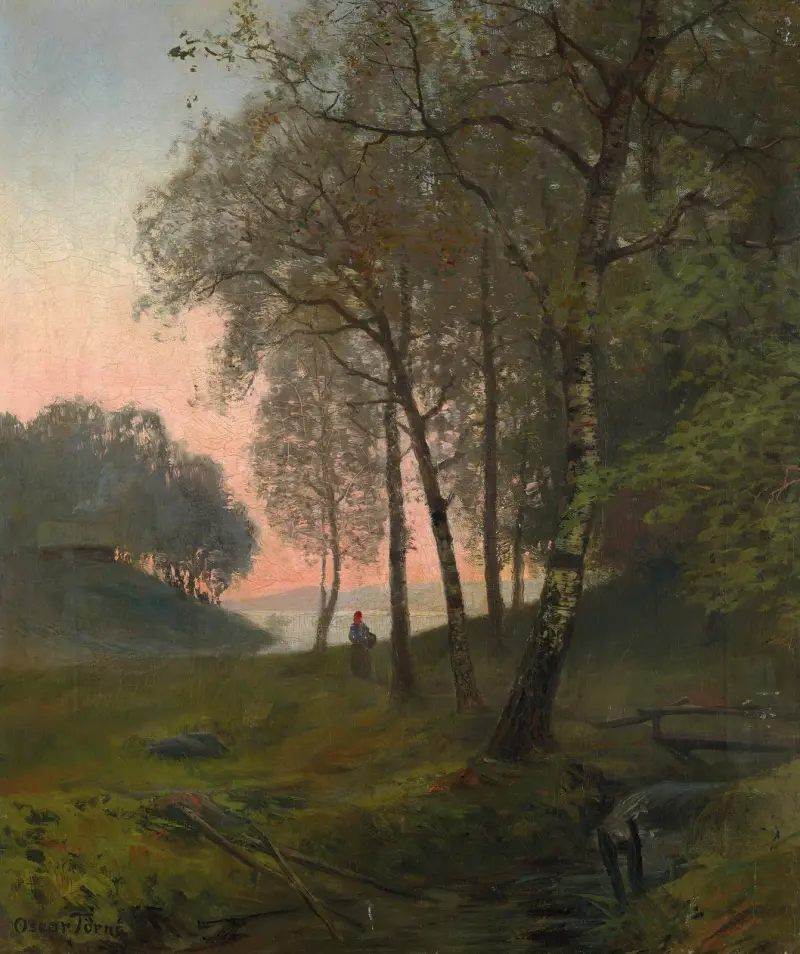 Wooded landscape with figure av Oscar Törnå