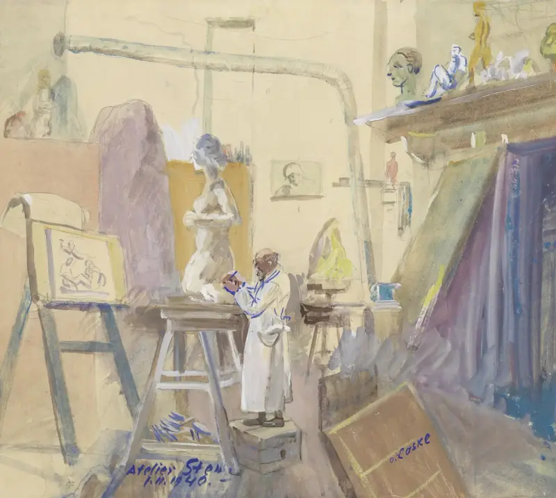 V sochařském ateliéru, Oskar Laske