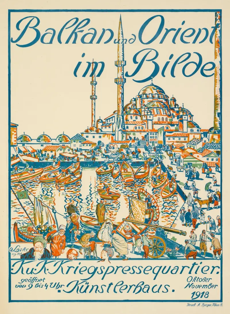 Plakat der Ausstellung ‘Balkan und Orient im Bilde’ im Künstlerhaus in Wien av Oskar Laske