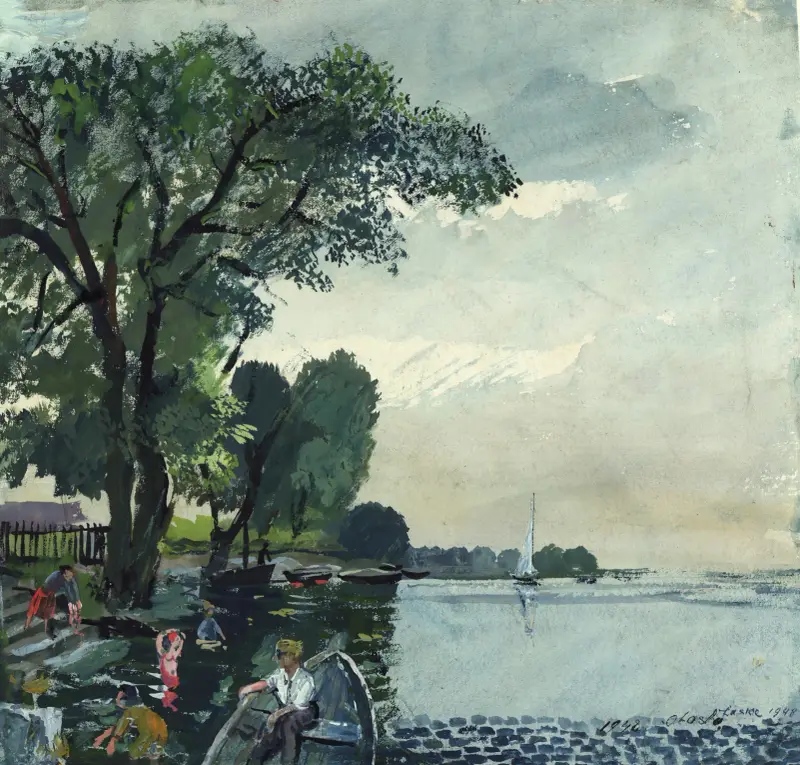 Pratermotiv vid gamla Donau av Oskar Laske