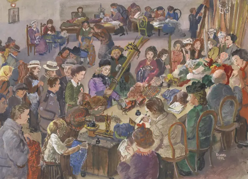 Studie zu dem Bild ‚Wollsammlung im Jahre 1942‘ von Oskar Laske