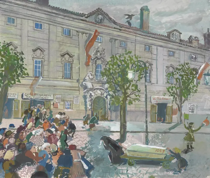 Wiensk gatubild från maj 1945 av Oskar Laske