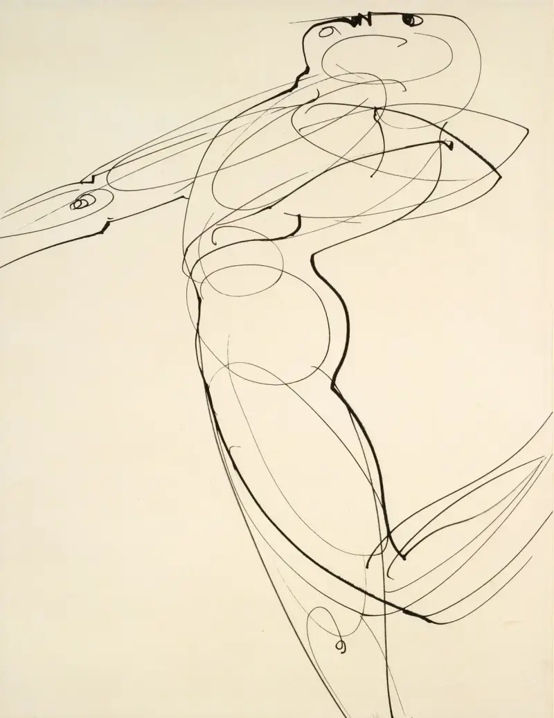 Figur, die sich nach hinten beugt von Oskar Schlemmer