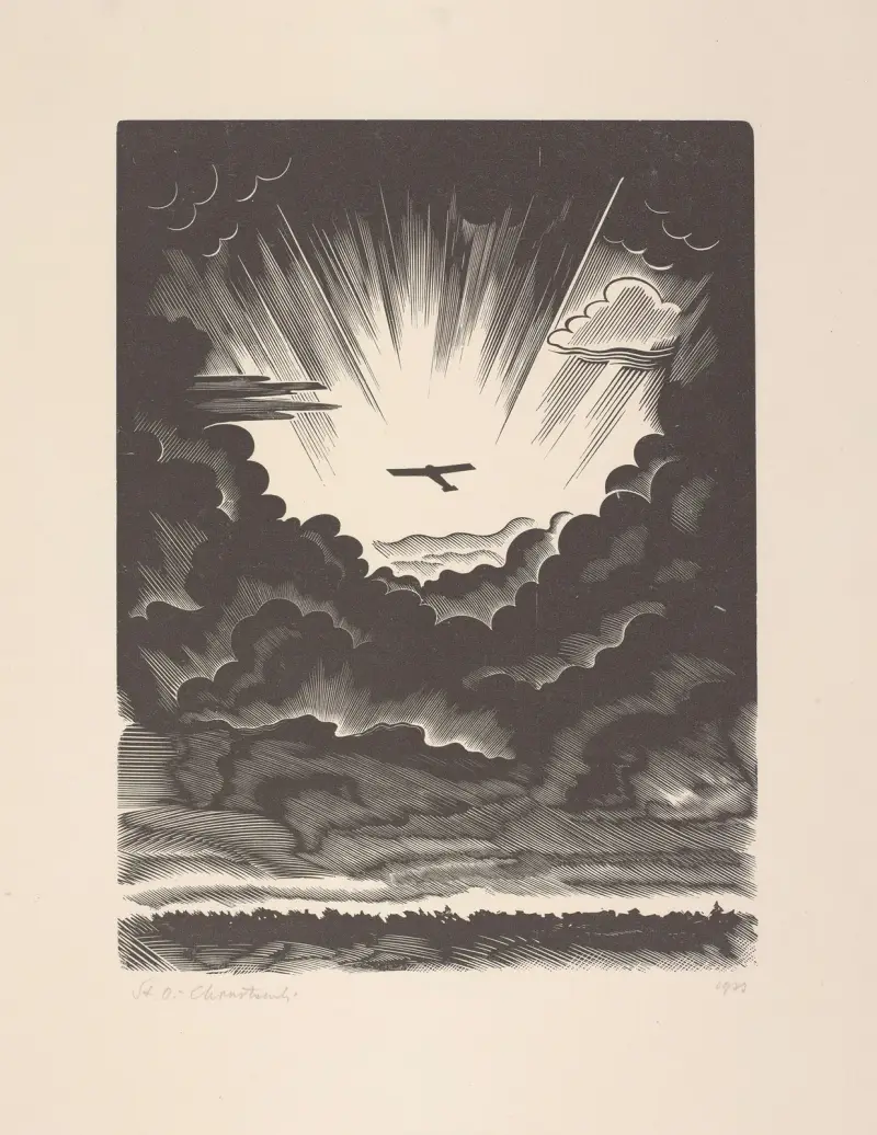 Lott i molnen, illustration till minnesskriften till de stupade flygarnas ära av Stanisław Ostoja-Chrostowski