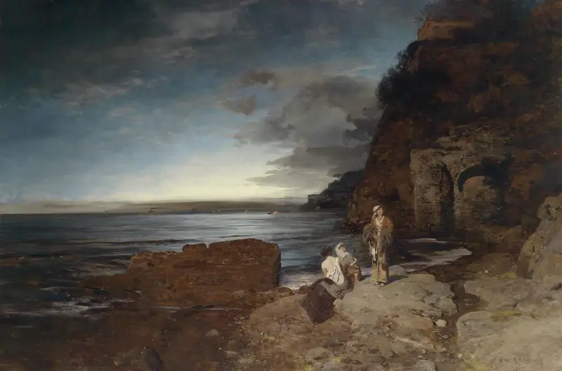 Večer na pobřeží, Oswald Achenbach