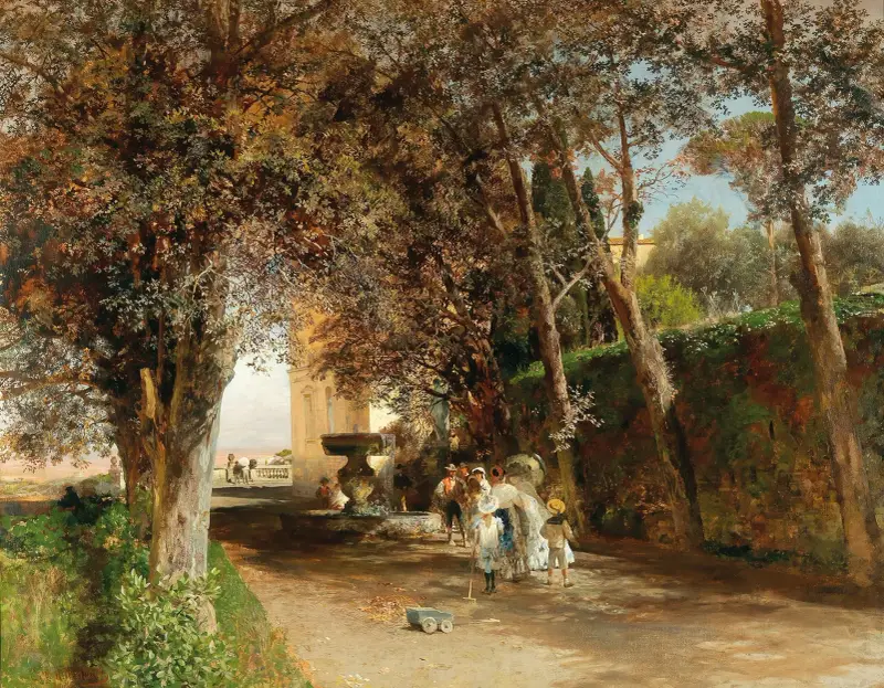 Nachmittag im Park der Villa Torlonia in Frascati von Oswald Achenbach