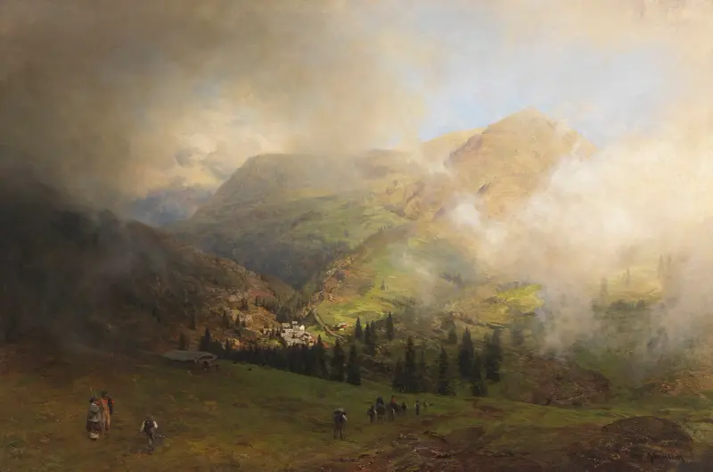 Pohled na Rigi, Oswald Achenbach