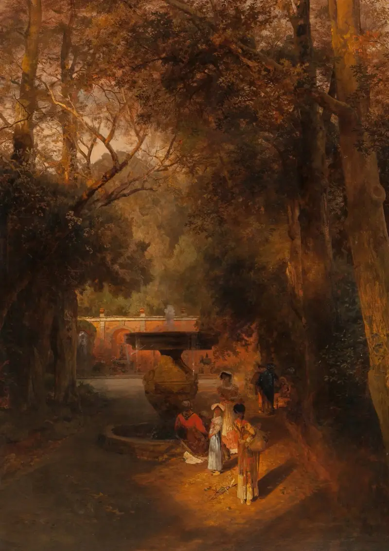 Gärten und Brunnen der Villa Torlonia, Frascati, Rom von Oswald Achenbach