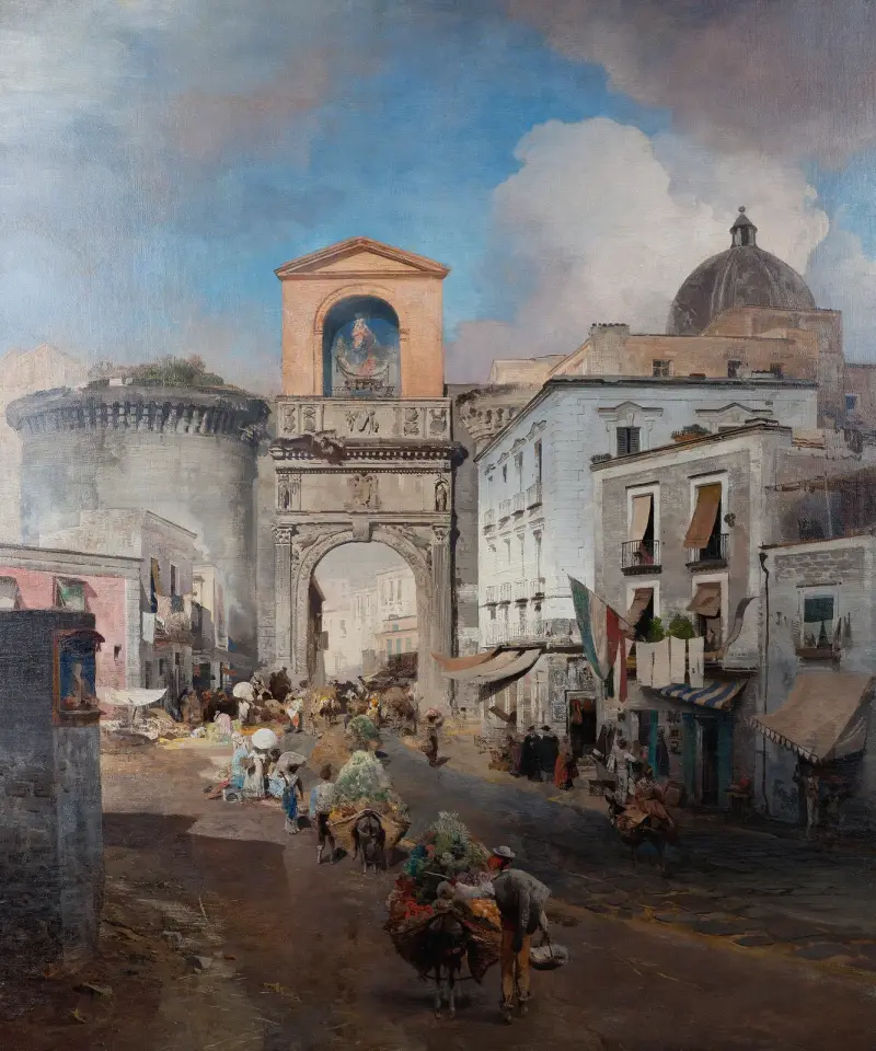Auf dem Weg zum Markt von Oswald Achenbach