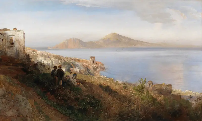 Malerin mit Blick auf Capri von Oswald Achenbach