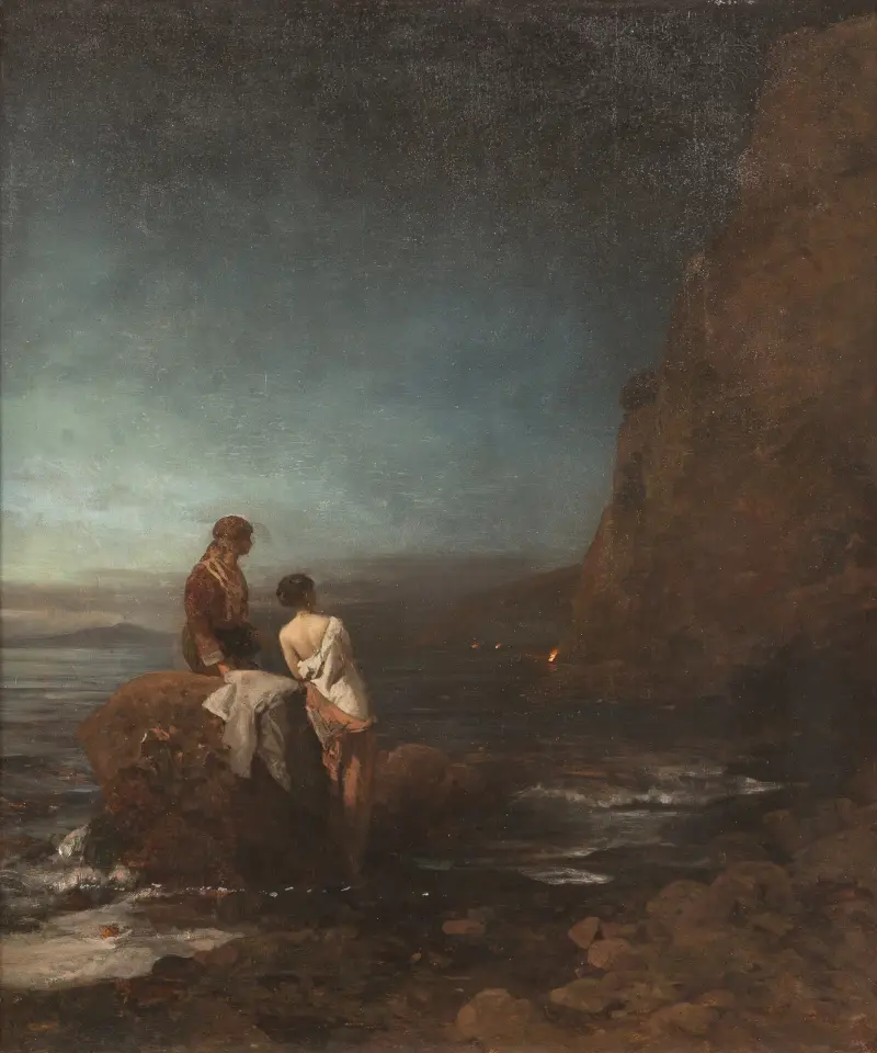 Nacht am Strand von Neapel von Oswald Achenbach