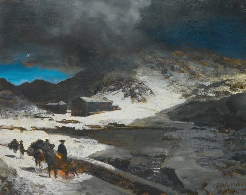 Das große Sankt Bernhardshospiz in den Alpen von Oswald Achenbach