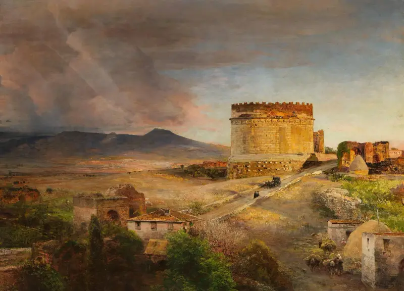 Das Grab der Caecilia Metella an der Via Appia bei Rom von Oswald Achenbach
