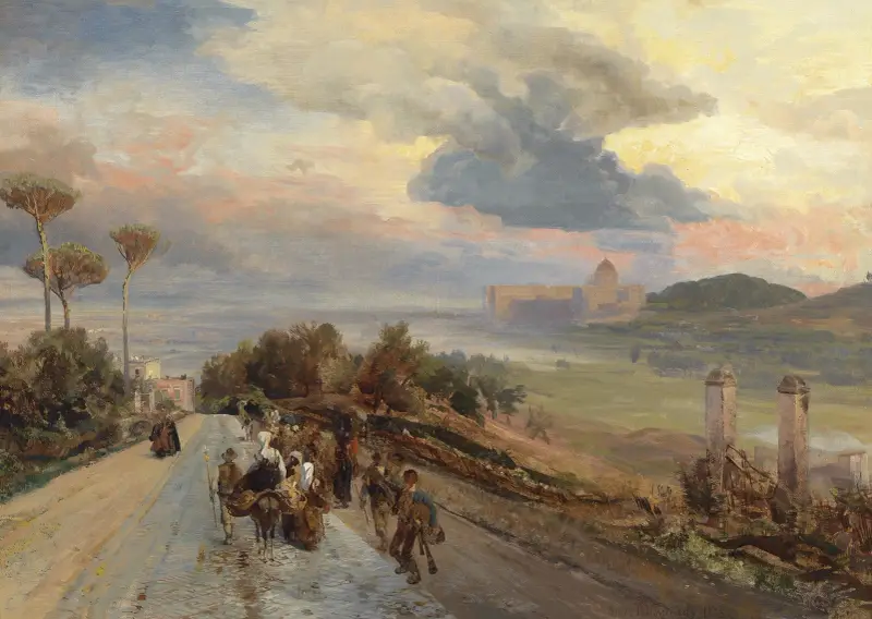 Via Cassia bei Rom av Oswald Achenbach