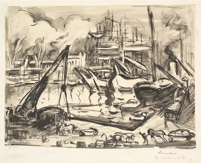 Havnebassinet Kattendick i Antwerpen. av Emile Othon Friesz
